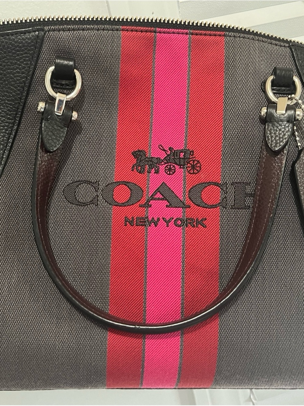 Coach Prairie Horse & Carriage Varsity Stripe Satchel 69646